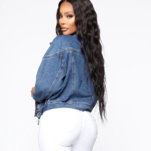 Malika Moto Denim Jacket - Dark Wash NWT | Women’s Sizes | 100% Cotton - Picture 3 of 6